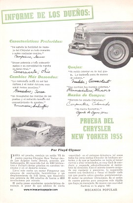 Informe de los dueños: Chrysler New Yorker 1955 - Diciembre 1955