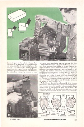 El Manejo de Fresadoras y Limadoras - Abril 1954