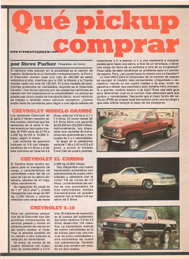Qué pickup comprar - Noviembre 1986