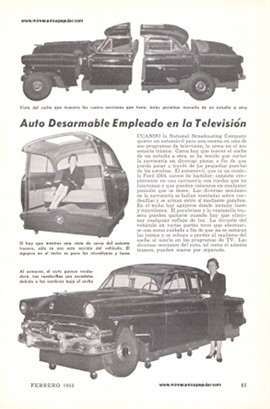 Auto desarmable empleado en la televisión - Febrero 1955