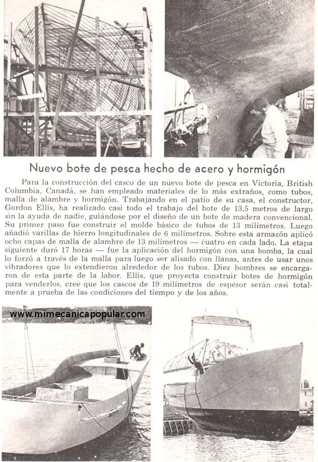 Nuevo bote de pesca hecho de acero y hormigón - Diciembre 1967