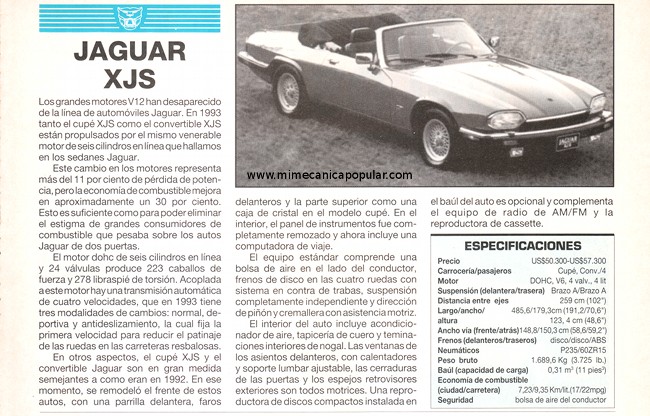 Jaguar XJS - Abril 1993