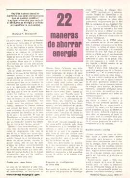 22 maneras de ahorrar energía - Agosto 1978