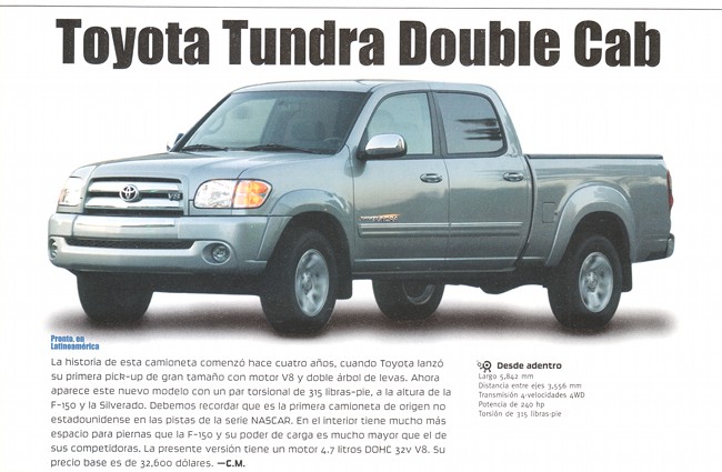 Toyota Tundra Double Cab - Mayo 2004