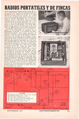 Eliminador de batería para radios portátiles y de fincas - Noviembre 1952