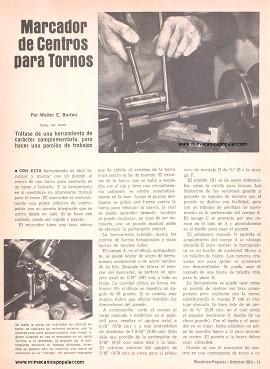 Marcador de Centros para Tornos - Octubre 1974