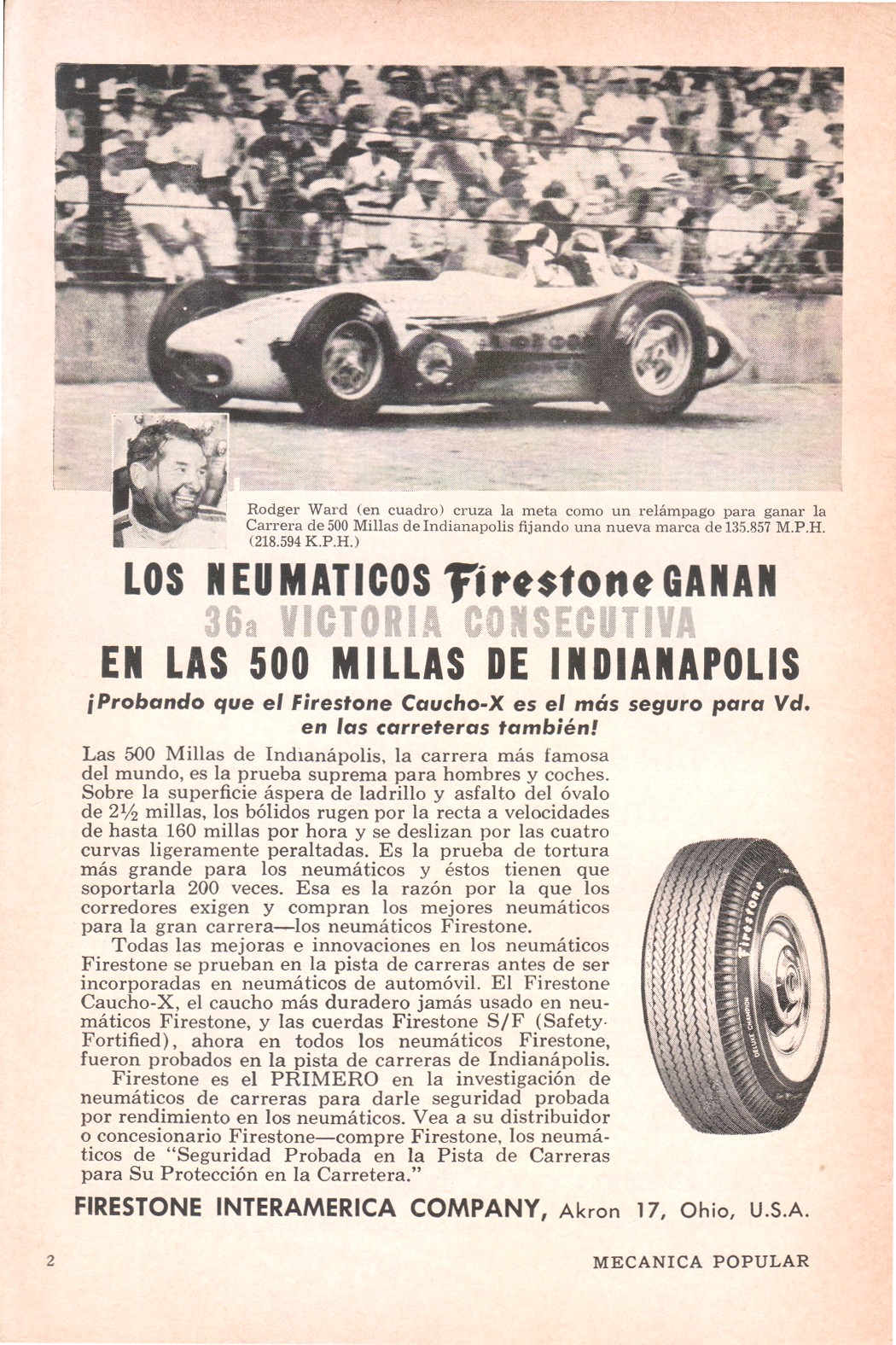 Publicidad - Neumáticos Firestone - Agosto 1959