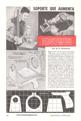Soporte que aumenta la utilidad de un taladro portátil - Mayo 1949