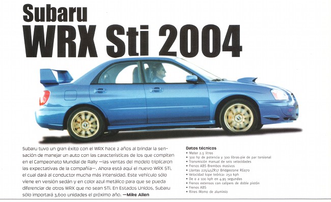 Subaru WRX Sti 2004 - Agosto 2003