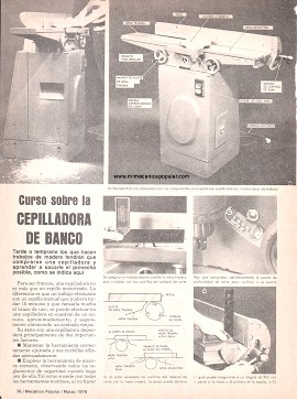 Curso sobre la cepilladora de banco - Marzo 1978