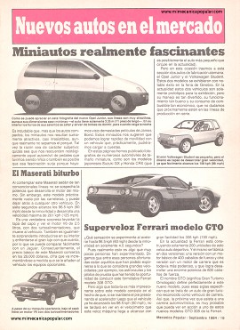 Nuevos autos en el mercado - Septiembre 1984
