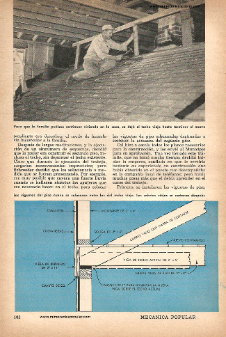 Elevó el techo para añadir cuatro alcobas - Diciembre 1958