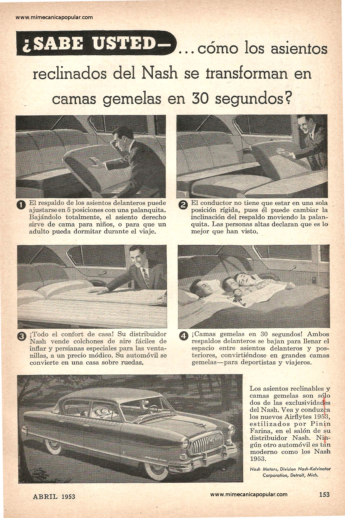 Publicidad - Nash Motors - Abril 1953