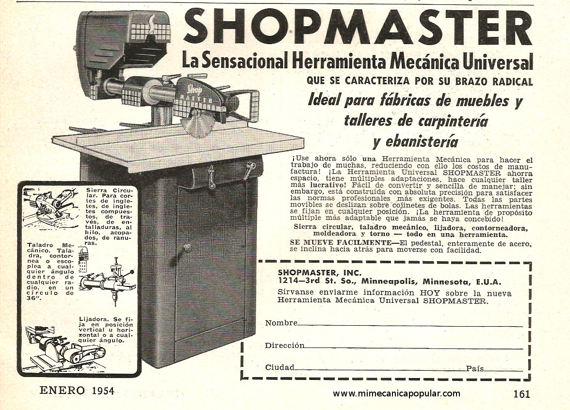 Publicidad - Sierra Radial Shopmaster - Enero 1954