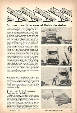 Sistema para Estacionar el Doble de Autos - Abril 1960