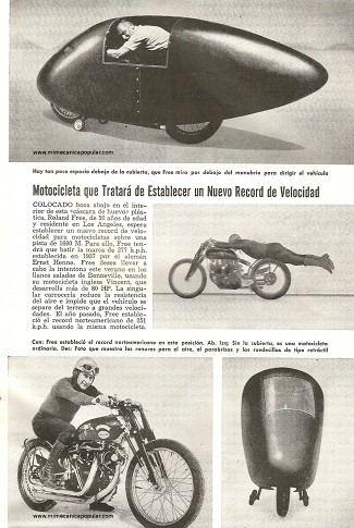 Motocicleta que Tratará de Establecer un Nuevo Record de Velocidad - Abril 1951