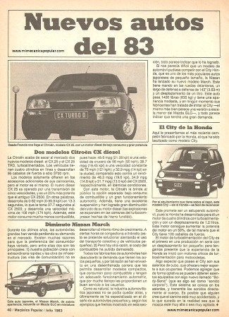 Nuevos autos del 83 - Julio 1983