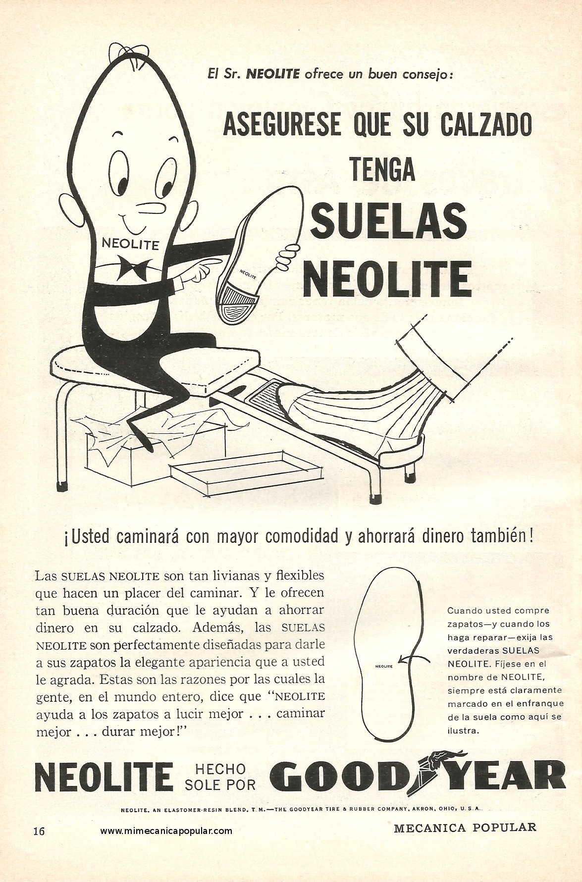 Publicidad - Suelas Neolite Good Year - Diciembre 1959