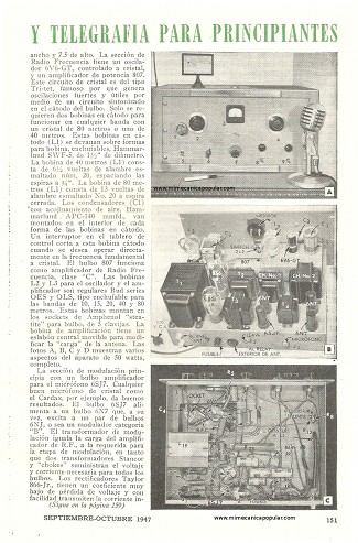 Transmisor de radio telefonía y telegrafía para principiantes - Septiembre 1947