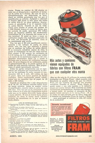 Amplificador de Super-Fidelidad con el Mínimo de Distorsión - Abril 1953