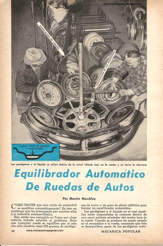 Equilibrador Automático De Ruedas de Autos - Agosto 1957