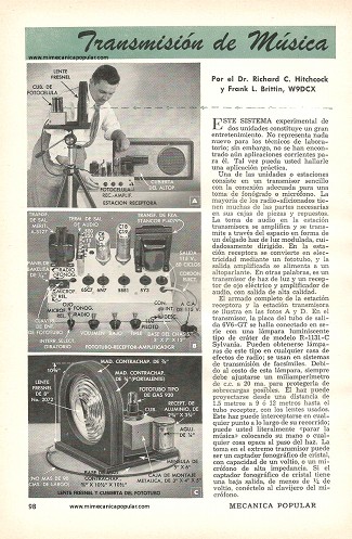 Transmisión de Música por Rayos de Luz - Noviembre 1954
