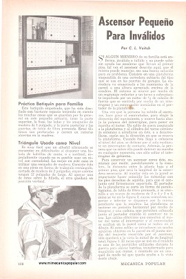 Ascensor Pequeño Para Inválidos - Diciembre 1958