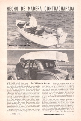 Bote de 3.5 metros hecho de madera contrachapada - Abril 1949