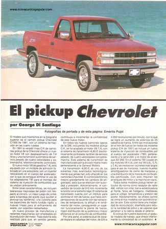 El pickup Chevrolet - Agosto 1991