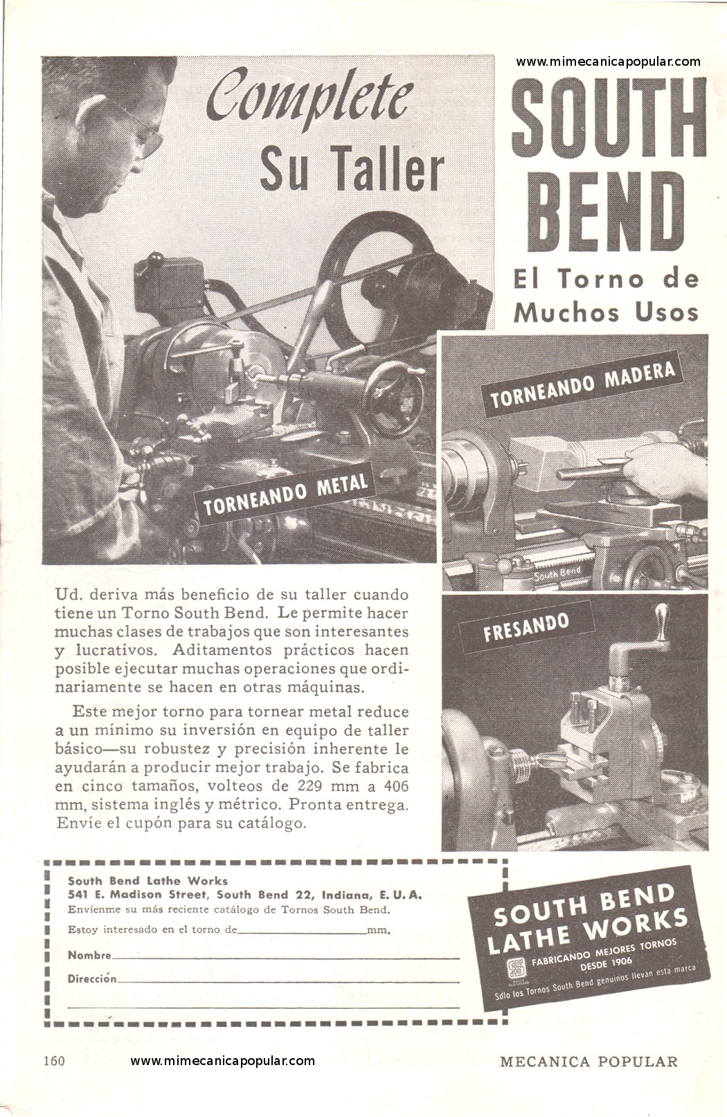Publicidad - Tornos South Bend - Octubre 1948