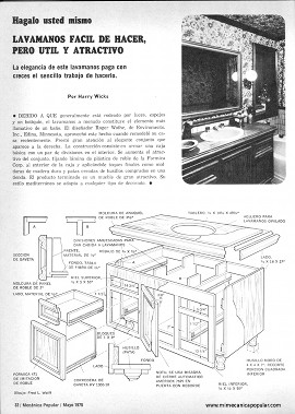 Mueble para Lavamanos fácil de hacer - Mayo 1975