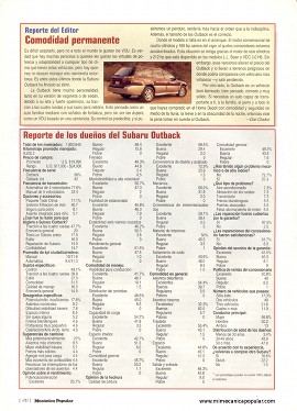 Reporte de los dueños: Subaru Outback - Abril 2002