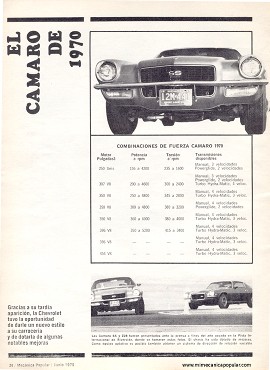 El Chevrolet Camaro de 1970 - Junio 1970