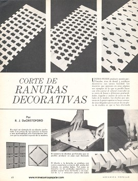 Corte de Ranuras Decorativas - Noviembre 1962