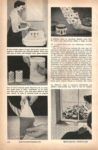 Nuevos acabados con plástico adhesivo - Febrero 1956