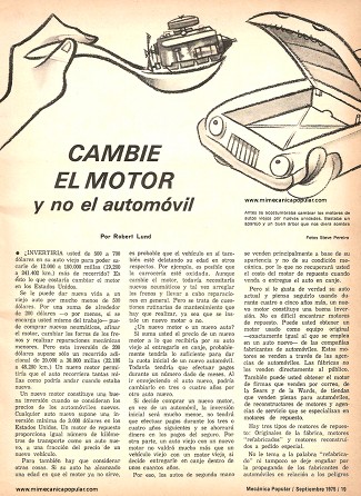Cambie el motor y no el automóvil - Septiembre 1975