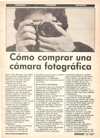 Cómo comprar una cámara fotográfica - Octubre 1990