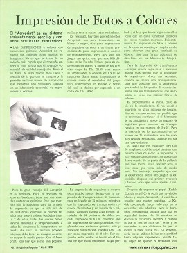 Impresión de Fotos a Colores en Lata - Abril 1973