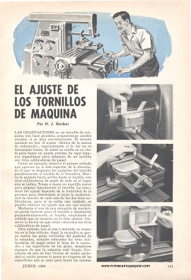 El ajuste de los tornillos de máquina - Junio 1960