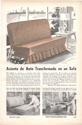 Asiento de Auto Transformado en un Sofá - Mayo 1958
