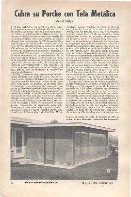 Cubra su Porche con Tela Metálica - Agosto 1959