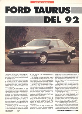 Ford Taurus del 92 - Enero 1992