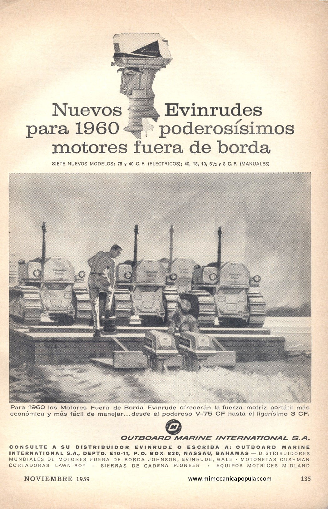 Publicidad - Motores fuera de borda Evinrude - Noviembre 1959