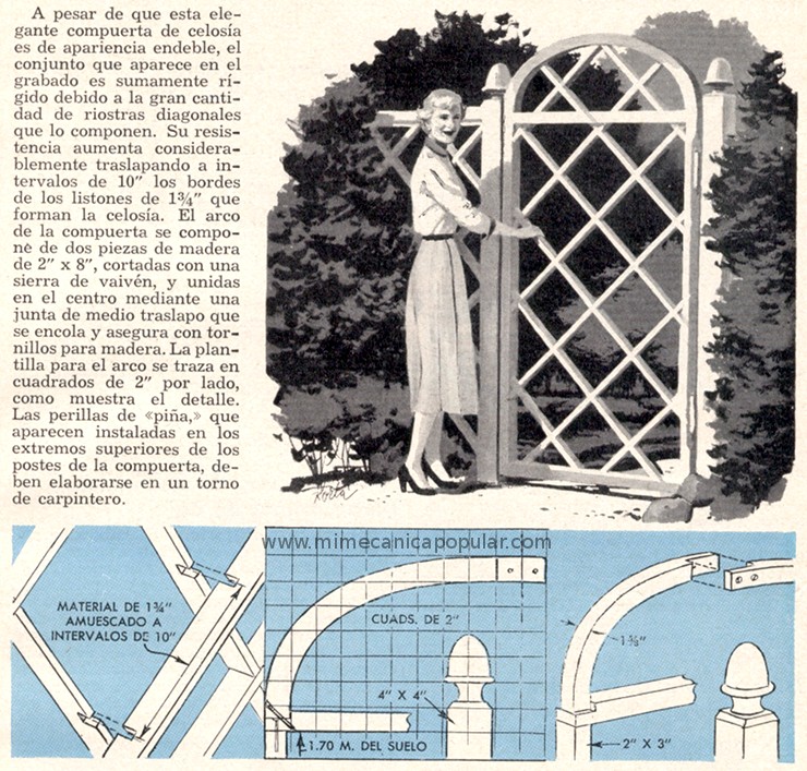 Elegante y Resistente Puerta de Tipo de Celosía - Octubre 1954