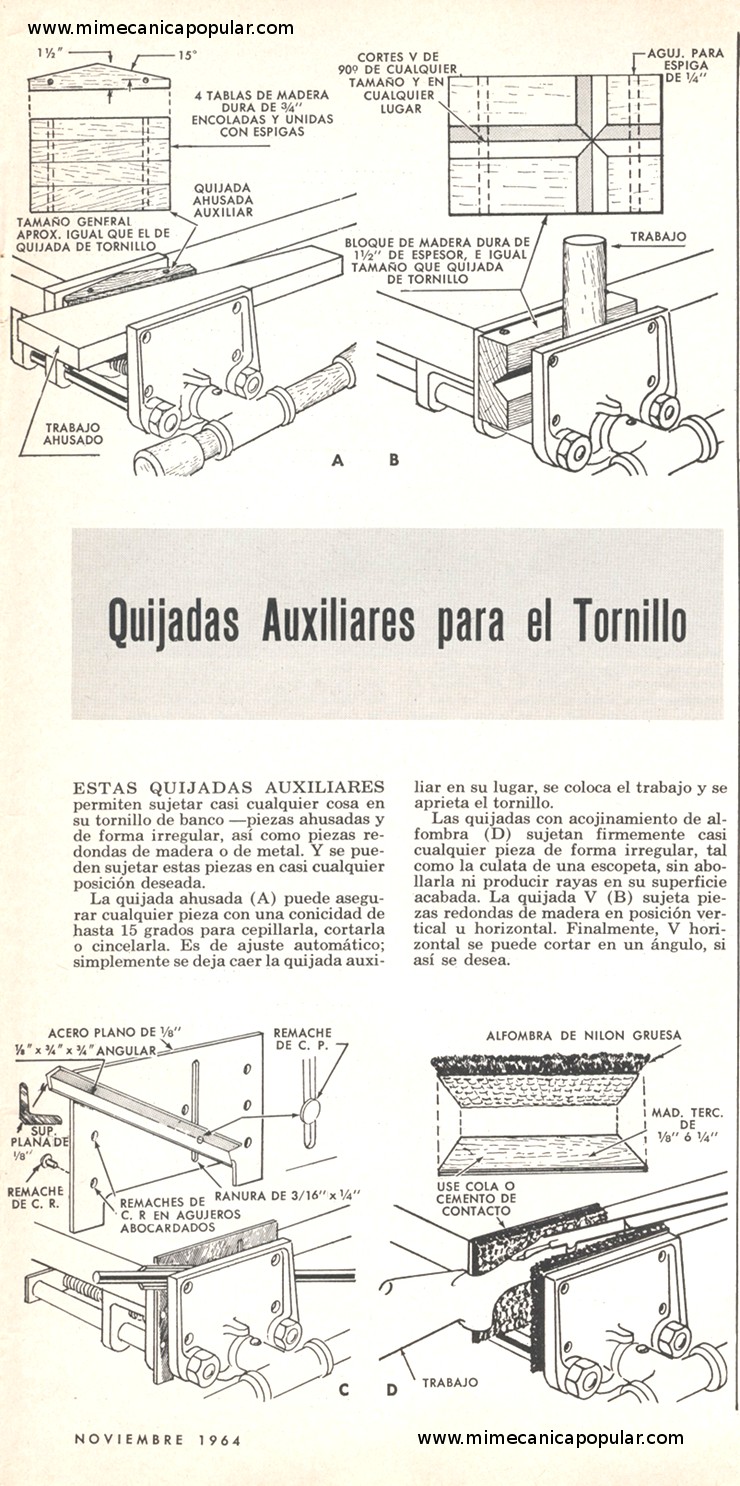 Quijadas Auxiliares para el Tornillo de Banco - Noviembre 1964