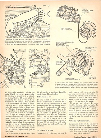 Cómo Arreglar el Estrangulador Automático - Mayo 1975