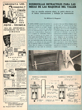 Ruedecillas retráctiles para las mesas de las máquinas del taller - Abril 1972