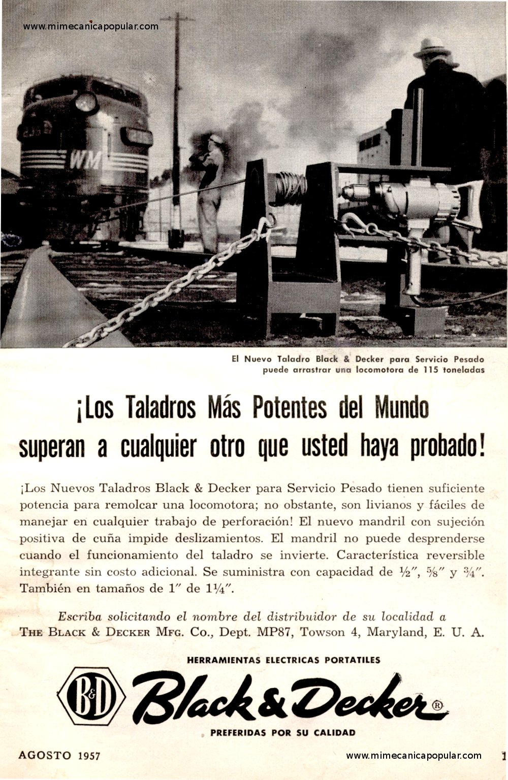 Publicidad - Herramientas Black & Decker - Agosto 1957