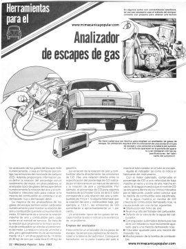 Herramientas para el auto -Analizador de escapes de gas - Julio 1982
