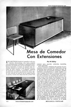 Mesa de Comedor Con Extensiones - Noviembre 1956